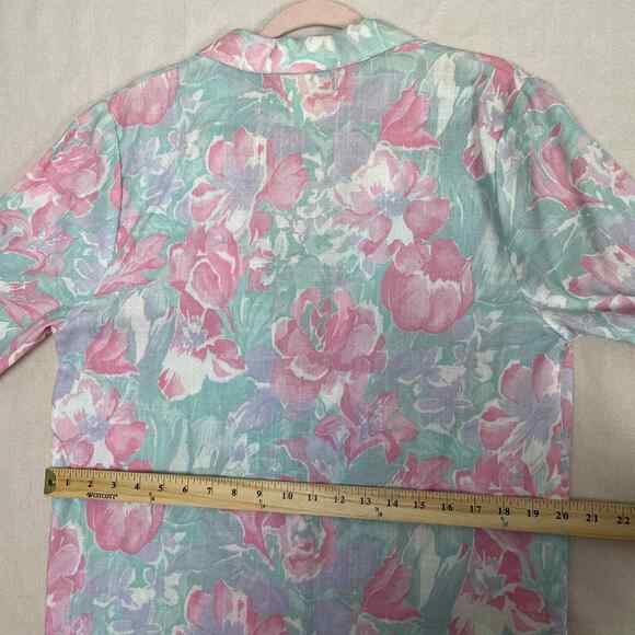 Vintage Blazer Womens Size Small Floral Pink Blue Pastel Spring Boyfriend 90s - Picture 11 of 13